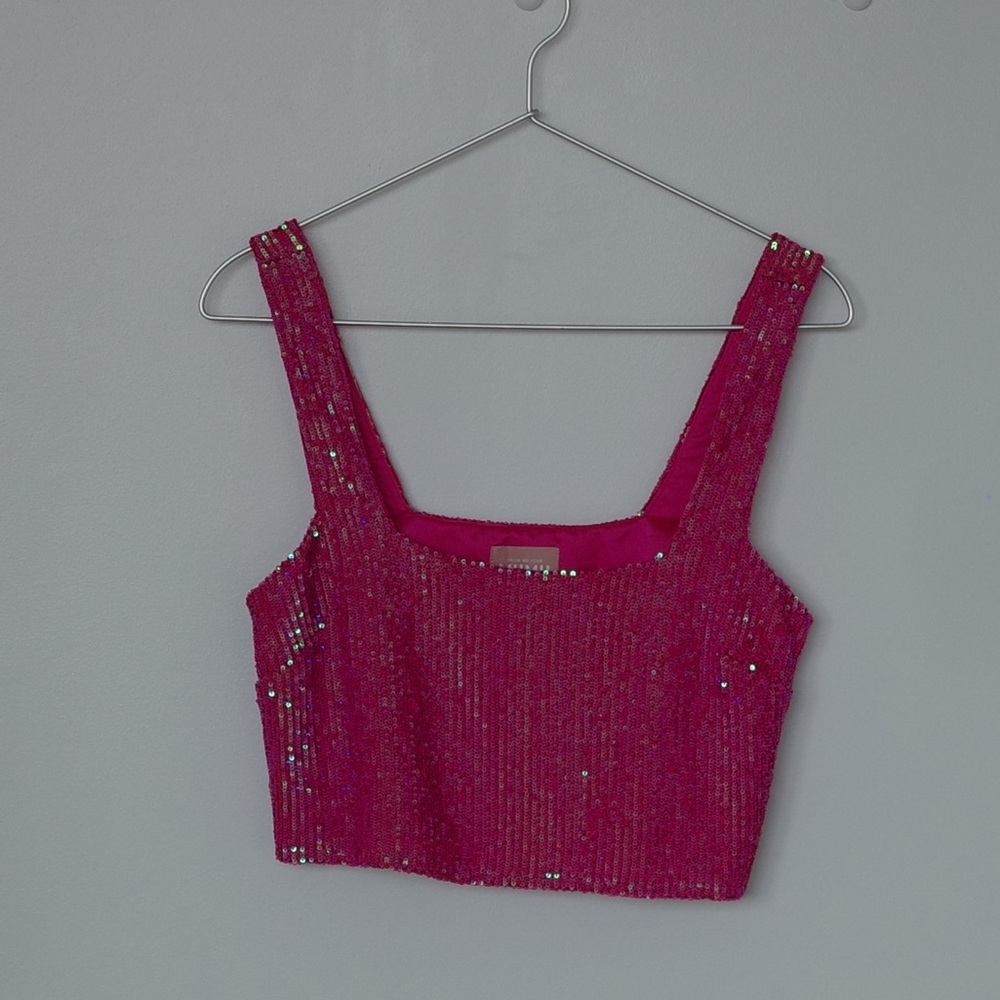 MUMU Sequin Pink Tank Top